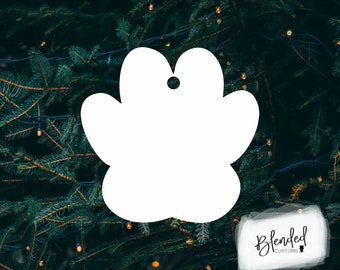 3.5" Sublimation Monogram Moments Dog Paw hardboard blanks, sublimation Christmas, MDF Christmas ornament, Unisub® Whiteboard, 10 Pack