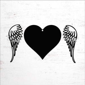 Coração com asas de anjo | Coração com asas | Ornamento Memorial | SVG | .AI | Arquivo de corte a laser .DXF | Arquivo Glowforge