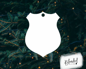 3.5" Sublimation police badge hardboard blanks, sublimation Christmas, MDF Christmas ornament, Unisub® Whiteboard, 10 Pack,  Low Price