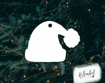 3.5" Sublimation Monogram Moments Santa Hat hardboard blanks, sublimation Christmas, MDF Christmas ornament, Unisub® Whiteboard, 10 Pack