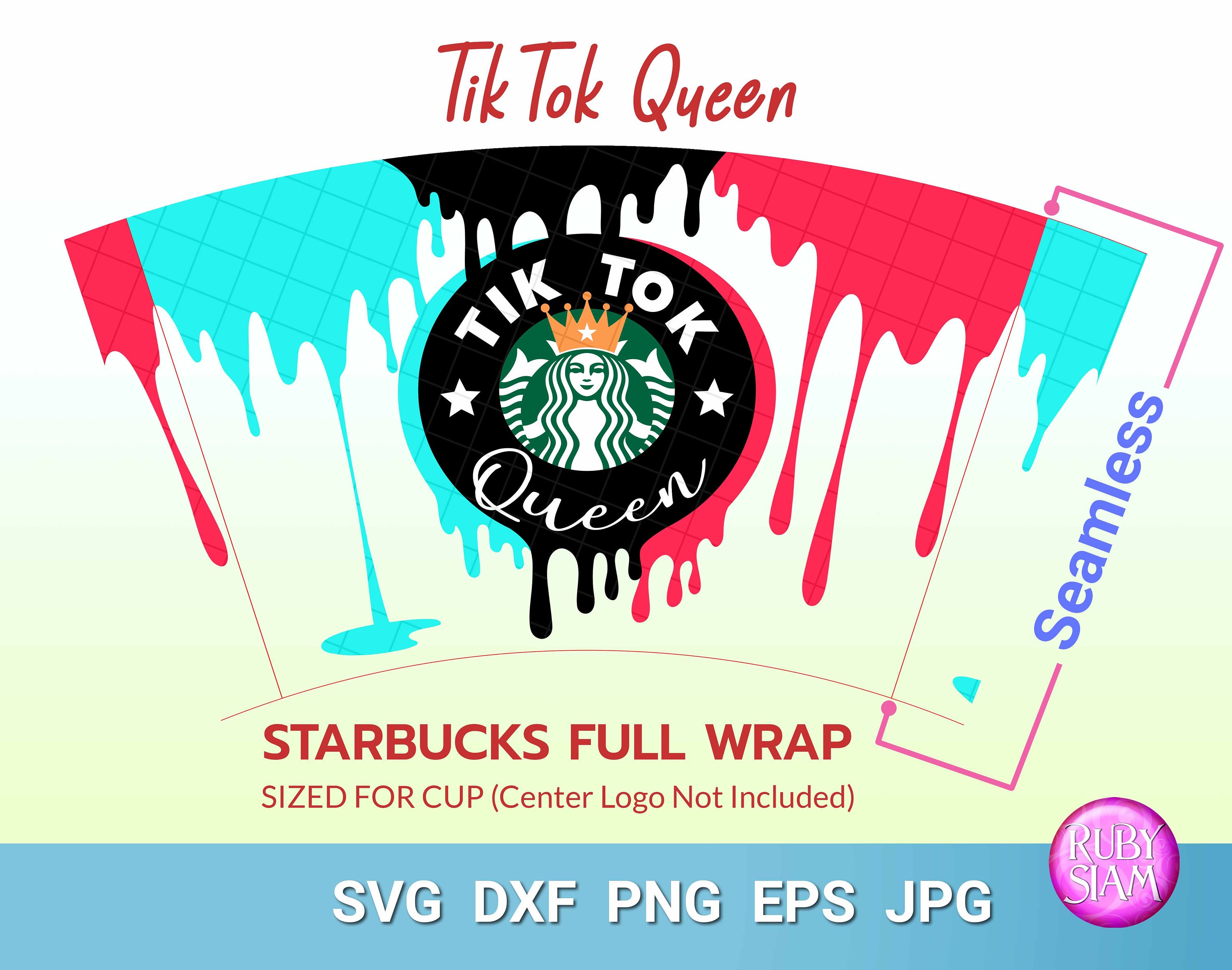 Tik Tok Queen Logo Svg Tik Tok Birthday Tiktok Queen Svg Birthday Gift 24oz Starbucks Cup Wrap Svg Files For Cricut Instant Download