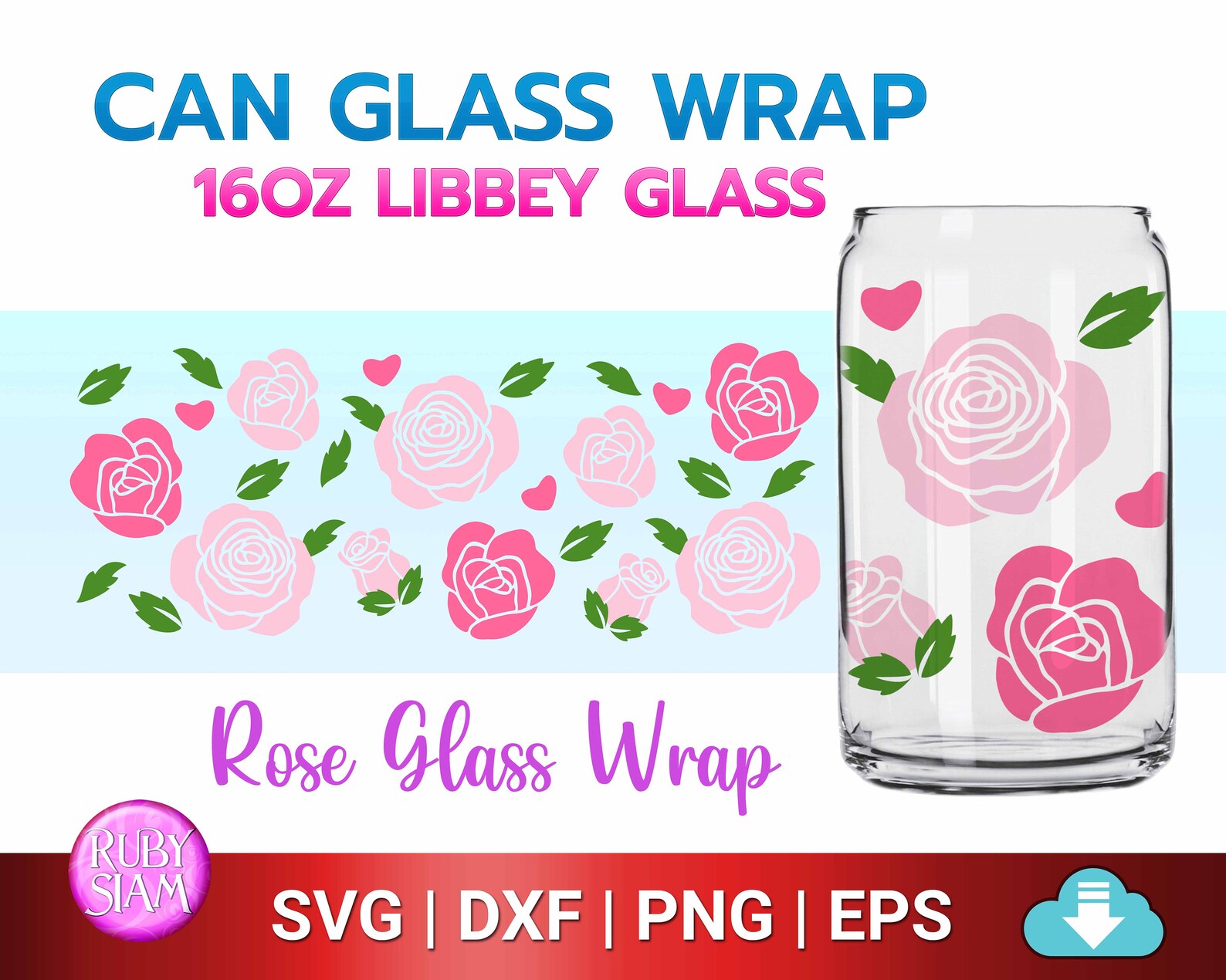Rose Can Glass Svg Flower Print Wrap Beer Can Glass Svg Etsy UK