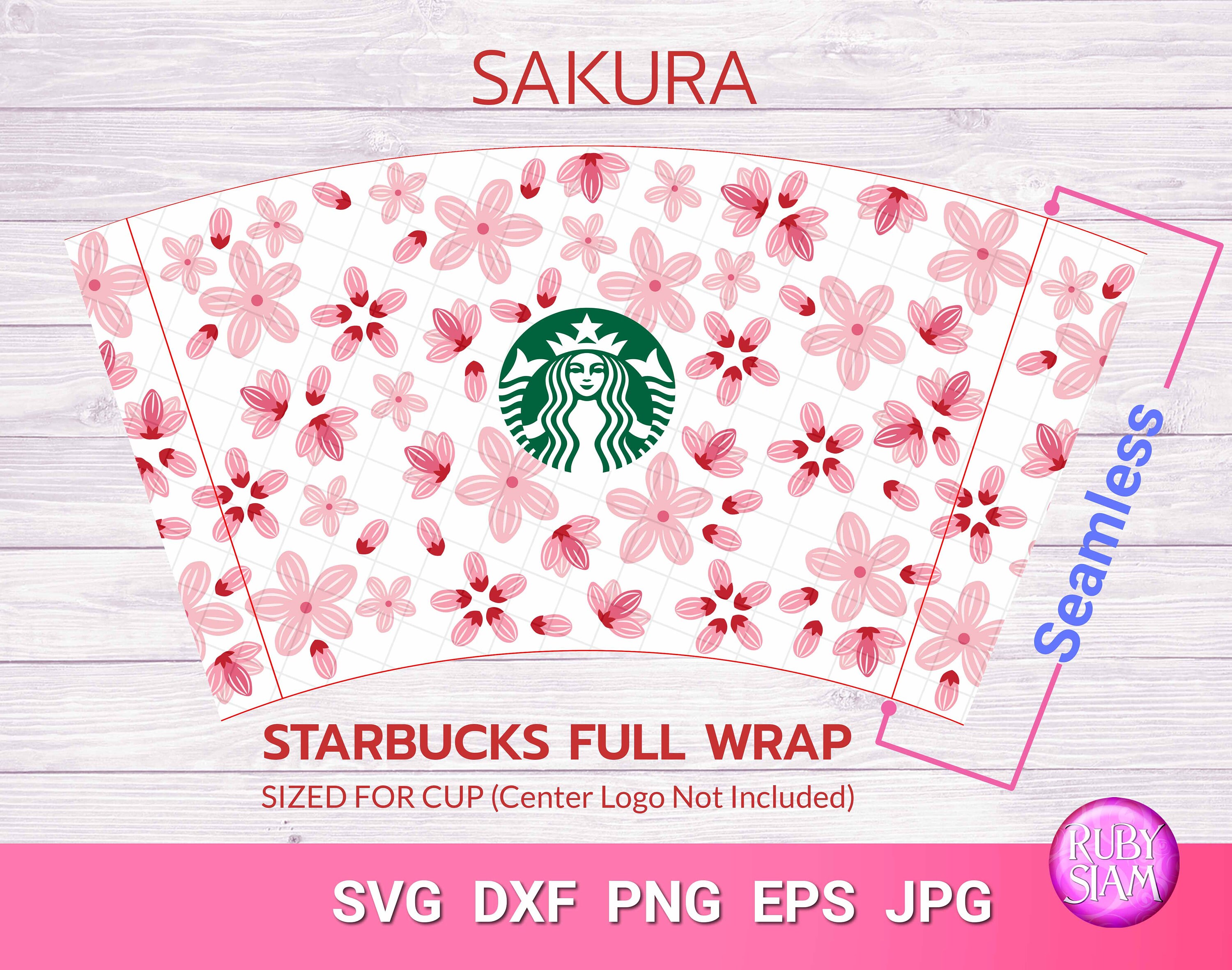 Download Sakura starbucks Full Wrap cup SVG Floral Starbucks svg | Etsy