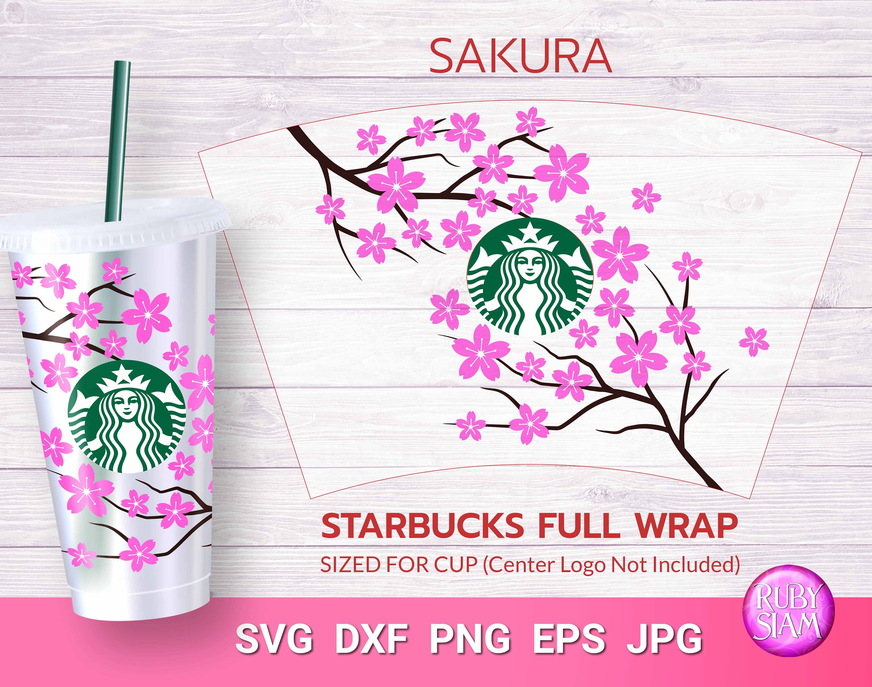 Download Sakura Starbucks voller Wrap Tasse SVG Floral Starbucks Svg | Etsy