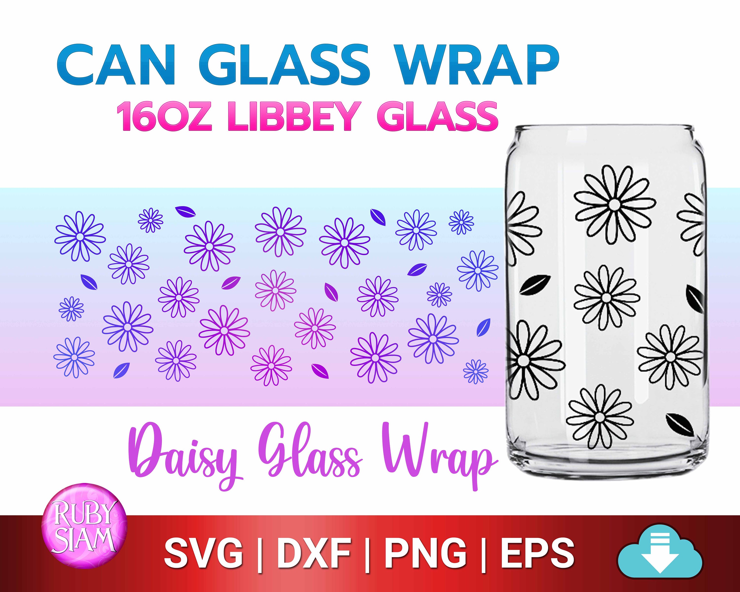 Can Glass Daisy Skull Svg Daisy Can Glass Wrap libbey 16oz can shaped ...