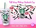 Makeup Starbucks Cup SVG, Lipsticks svg, Eyelashes svg, Hearts Svg, 24oz Starbucks Cup Wrap, svg Files for Cricut, Happy Valentines Day 