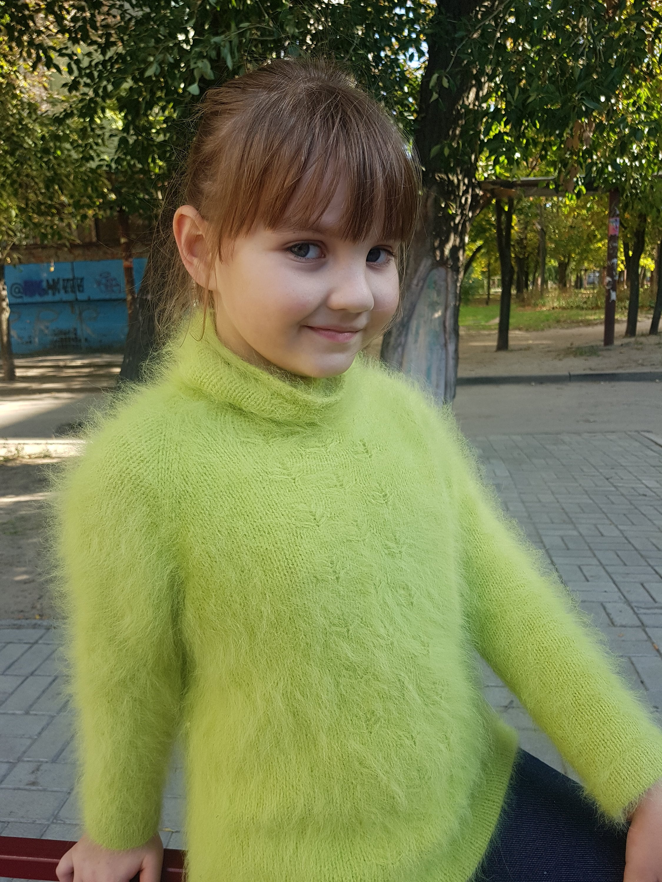 Angora rabbit yarn sweater for girl Etsy