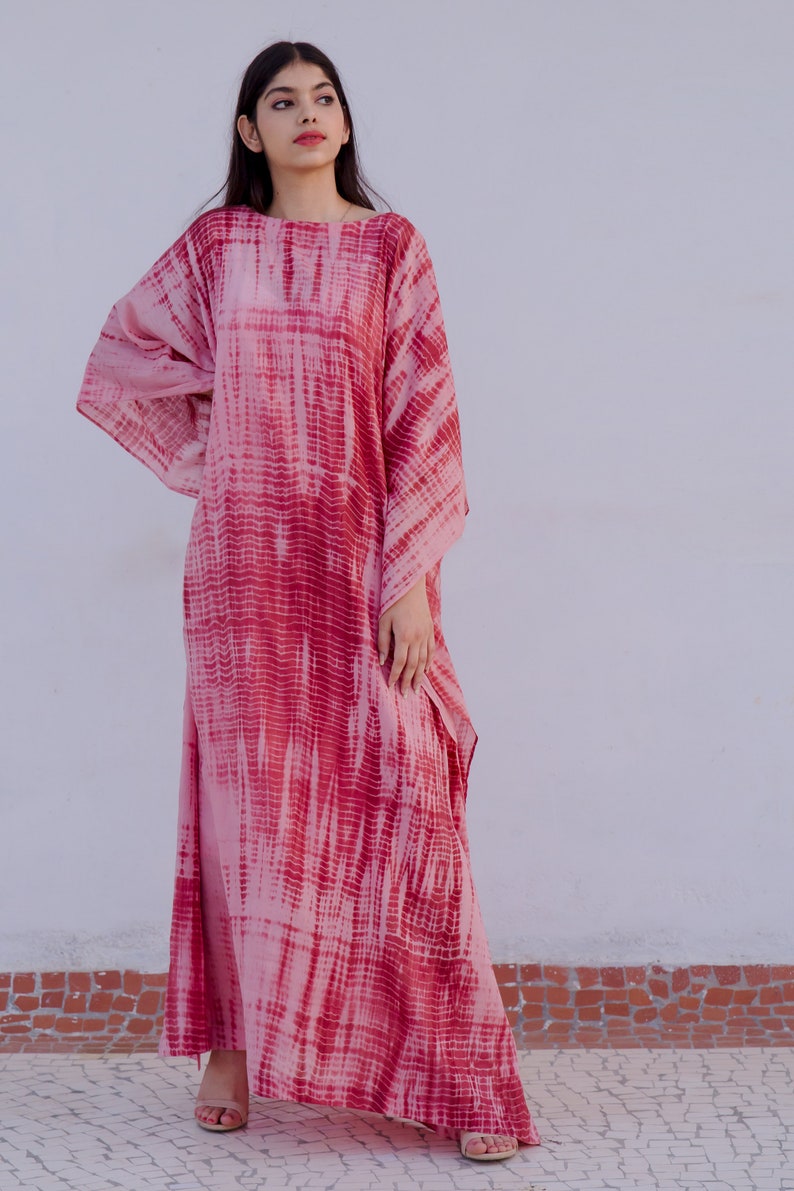 The KOSH Aloe Kaftan, featuring Shibori, a dyeing technique, transforms into a serene lullaby, offering comfort and mordernity. image 7