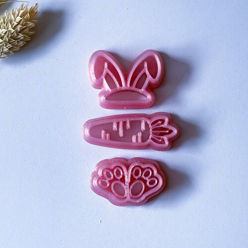Bunny Trio Polymer Clay Cutter Set Easter Clay Cutters 3D Etsy