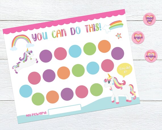 Unicorn reward chart potty training chart chores chart | Etsy