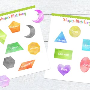 Shapes matching preschool activity, busy book, homeschooling, early learning, shapes puzzle game, learn shapes, toddler activities