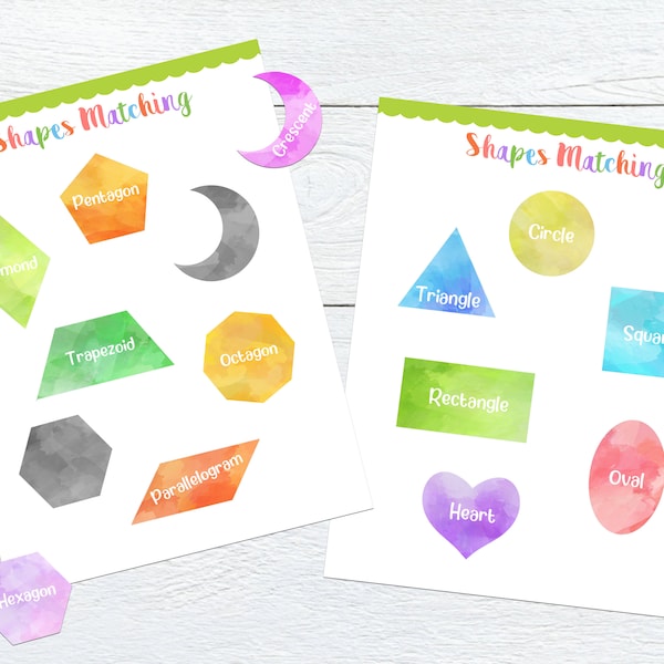 Shapes matching preschool activity, busy book, homeschooling, early learning, shapes puzzle game, learn shapes, toddler activities