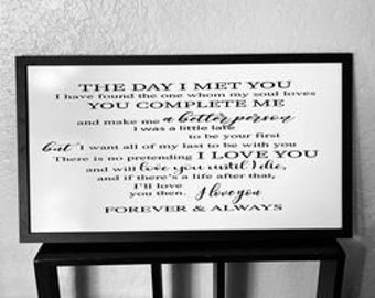 The Day I meet you sign- Forever and Always- Engrave-I LOVE YOU-Loving sign-Digital Download-Glowforge-Laser-SVG