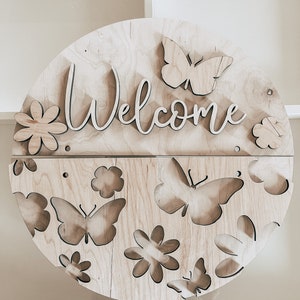 Farfalla e fiore porta Hanger-Cute-Golf-Grande segno-Tutti i Glowforges-Sign-2 strati-Digital Download-Glowforge-Laser-SVG