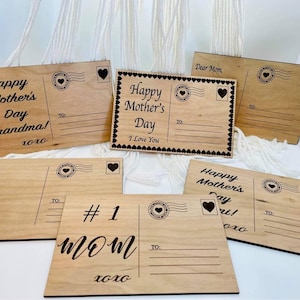 Cartoline postali per la festa della mamma-Digital Download-Glowforge-Laser- SVG-Set di 7