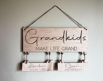 Grandkids Make Life Grand-Sign-Custom-Grandparents Day Gift-Grandparents-Sign-Large-Panels-Digital Download-Glowforge-Laser-SVG-set of 4
