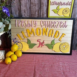 Freshly Squeezed Lemonade Sign-Frame-Spring-Digital Download-Glowforge-Laser-SVG-set of 2