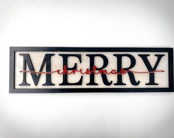 Merry Christmas knockout Sign- Sign- 2 layer-Framed-Digital Download-Glowforge-Laser-SVG