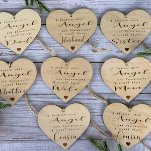 J’ai un ange au ciel-Famille-Êtres chers perdus-Cœur-Fichier SVG -Téléchargement numérique-Glowforge-Laser-Set de 8