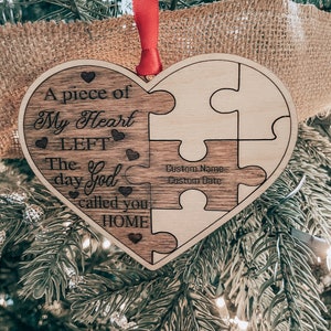 Um pedaço do meu coração partiu no dia em que Deus te chamou para casa-Heart-Puzzle-Lost Loved One-2021-Ornament-SVG File -Digital Download-Glowforge-Laser