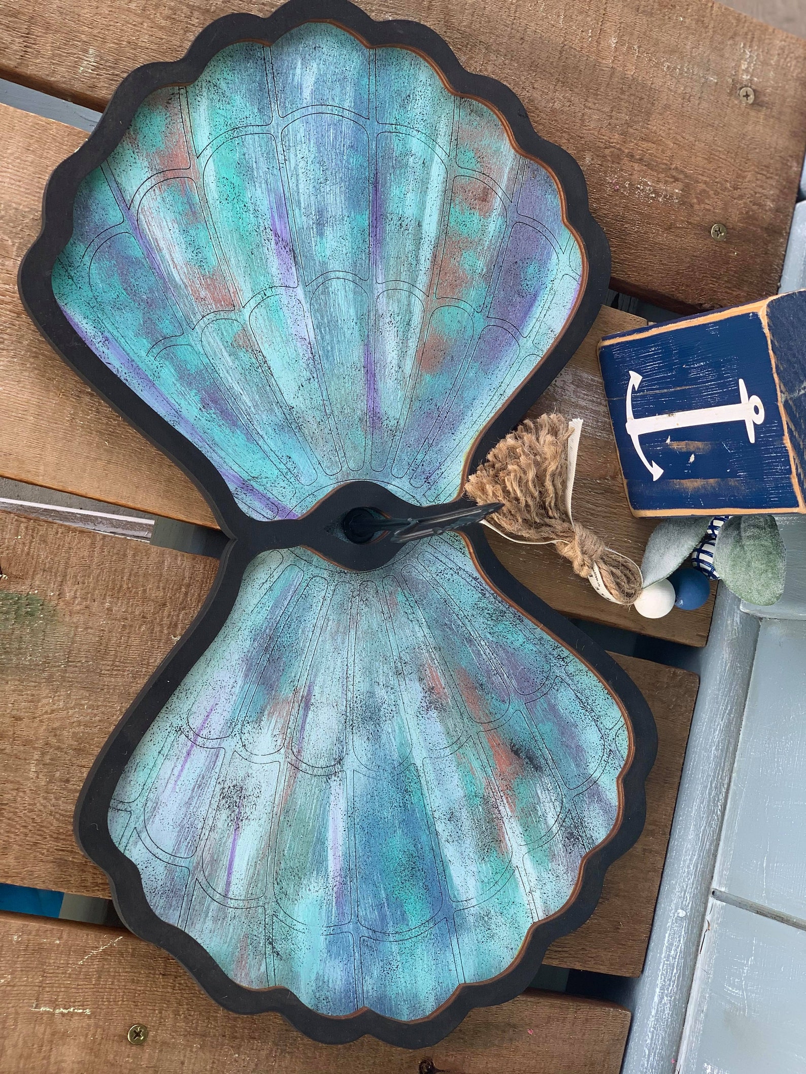 Seashell Tiered Trayseashell Serving Trayseashell Ring Etsy