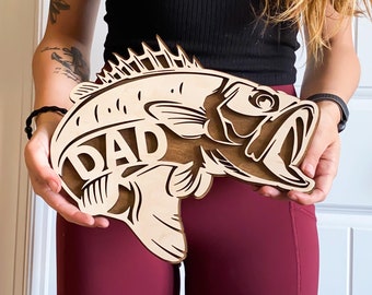 Bass Vatertag Zeichen-Dad-Opa-Onkel-Papa-Blanko für Individualisierung-SET von 5 mit 2 Stil Optionen-Digital Download-Glowforge-Laser-SVG