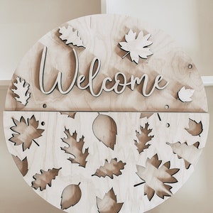 Fall Leaves Door Hanger-Carino-Autunno-Grande Segno-Tutti Glowforges-Sign-2 layer-Digital Download-Glowforge-Laser-SVG