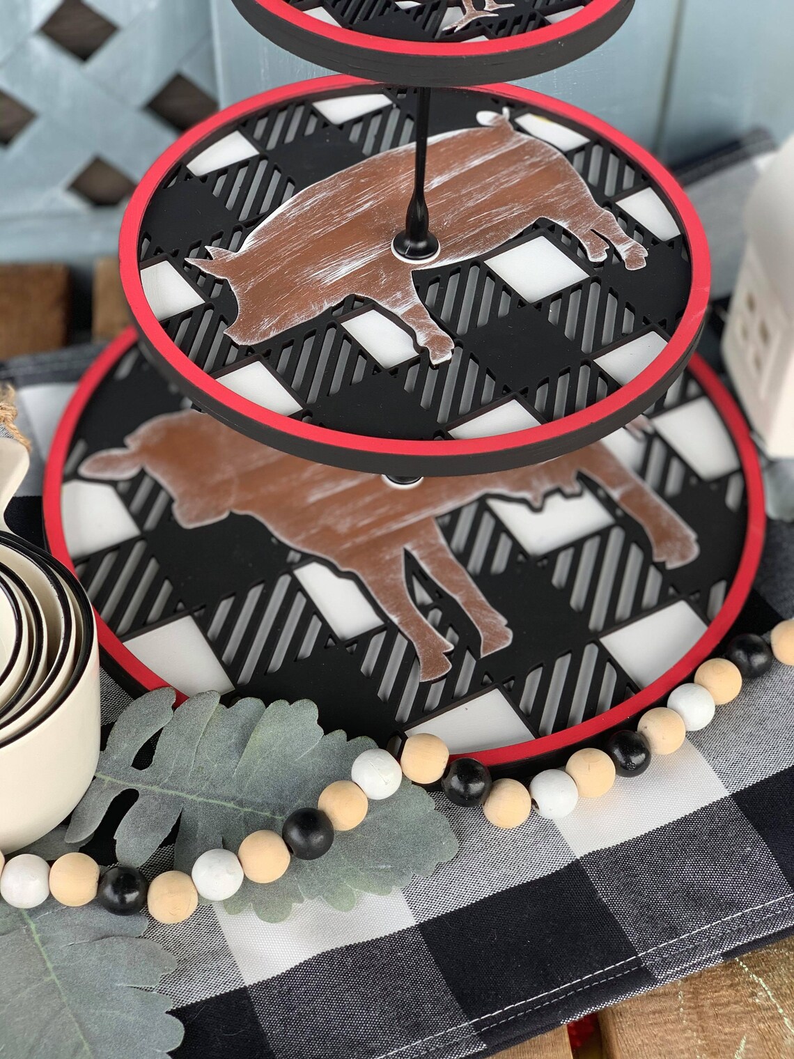 Download Buffalo Plaid Farmhouse Animal 3 Layer Tiered | Etsy