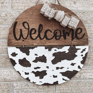 Cow Print Door Hanger-Cute-Cow-Large Sign-All Glowforges-Sign-2 layer-Digital Download-Glowforge-Laser-SVG