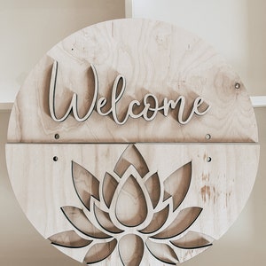 Lotus Deur Hanger-Cute-Lotus-Large Sign-All Glowforges-Sign-2 layer-Digital Download-Glowforge-Laser-SVG
