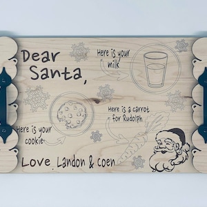 Dear Santa Serving Tray-Milk-Cookie-Carrot-Santa-Snowflake-Christmas-SVG File -Digital Download-Glowforge-Laser