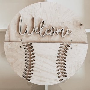 Honkbal Deur Hanger-Cute-Ball-Large Sign-All Glowforges-Sign-2 layer-Digital Download-Glowforge-Laser-SVG