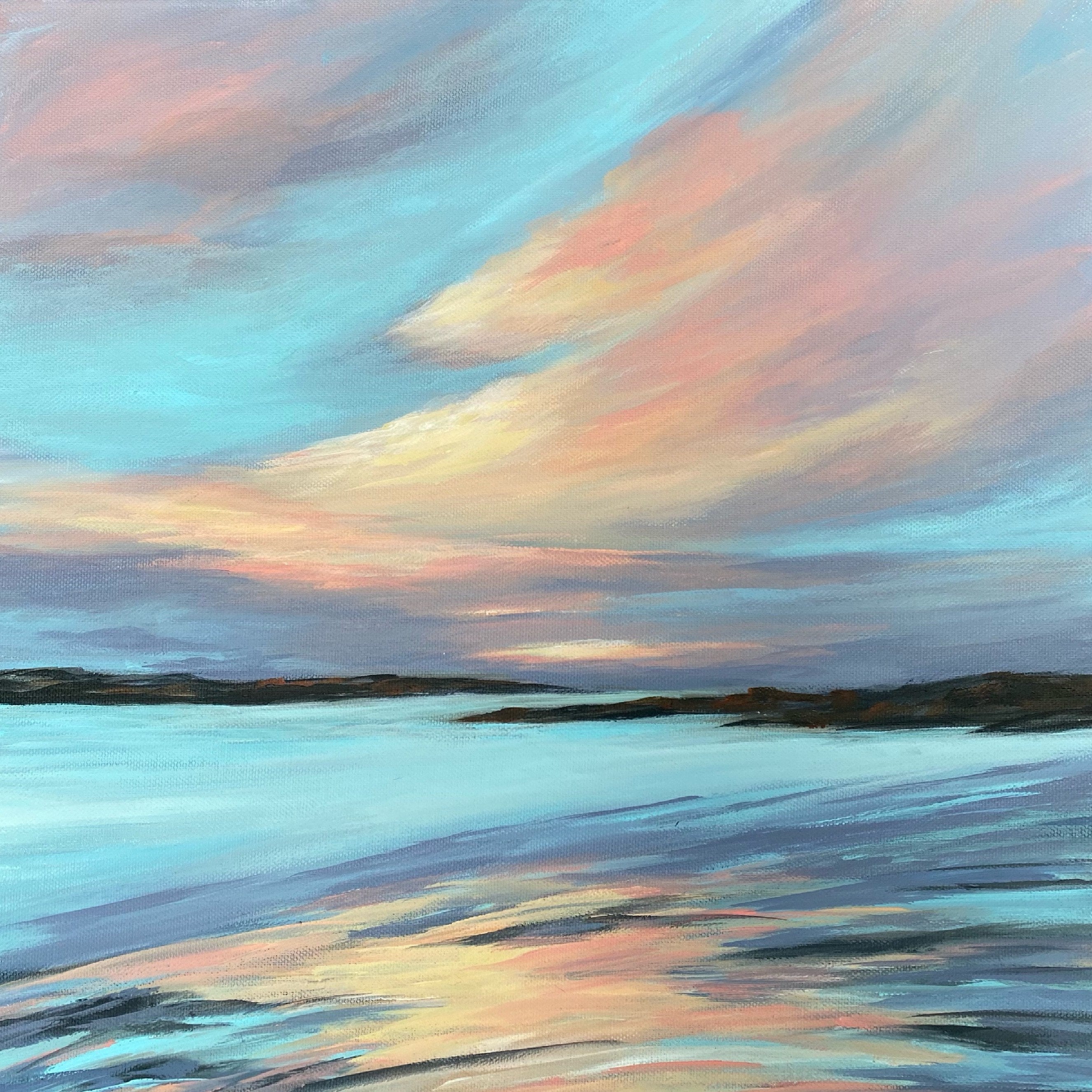 Sunset on the Beach. Abstract Acrylic Seascape Painting. Etsy UK