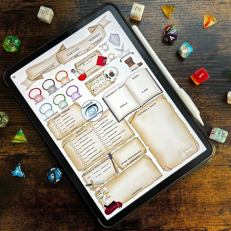 D D Character Sheets Digital Dungeons And Dragons Etsy