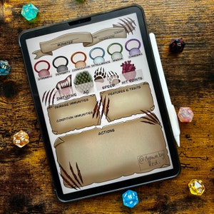 D & D Monster Stat Block Ausdruck (DIGITAL) | Verliese und Drachen