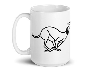 Running Greyhound Mug, Greyhound Lover Gift, Rescue Dog Mug, Dog Owner Gift, Funny Gift Idea, birthday gift, Whippet, Rescue dog, Ex Racer,