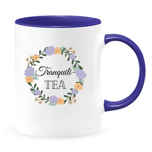 Premium Quality Tea Mug, Floral Design Mug, Perfect Gift For Tea Connoisseur, Gift For Mom Birthday, Mothers Day Two Toned Ceramic Tea Mug