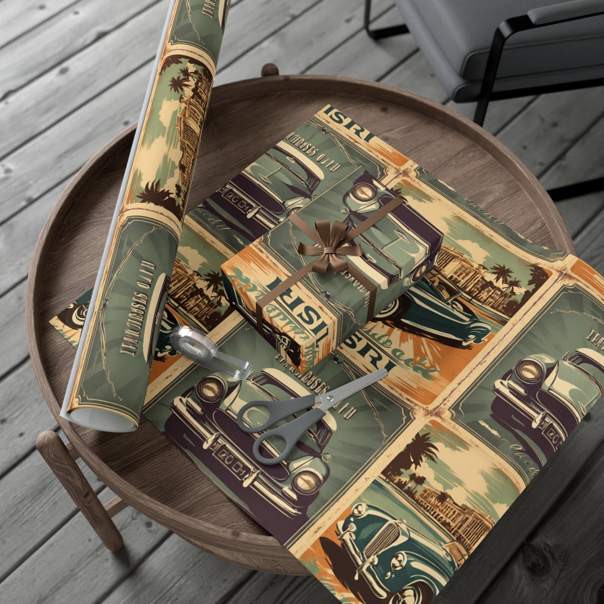 Eco Friendly Gift Wrap Papers in Classic Syle for the Car Enthusiast