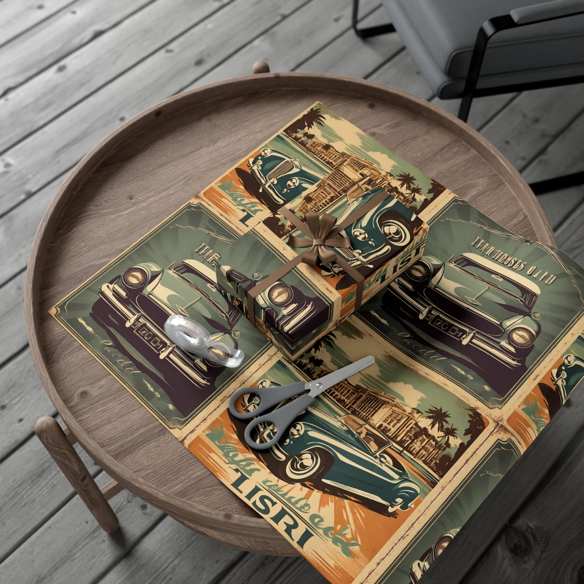 Eco Friendly Gift Wrap Papers in Classic Syle for the Car Enthusiast