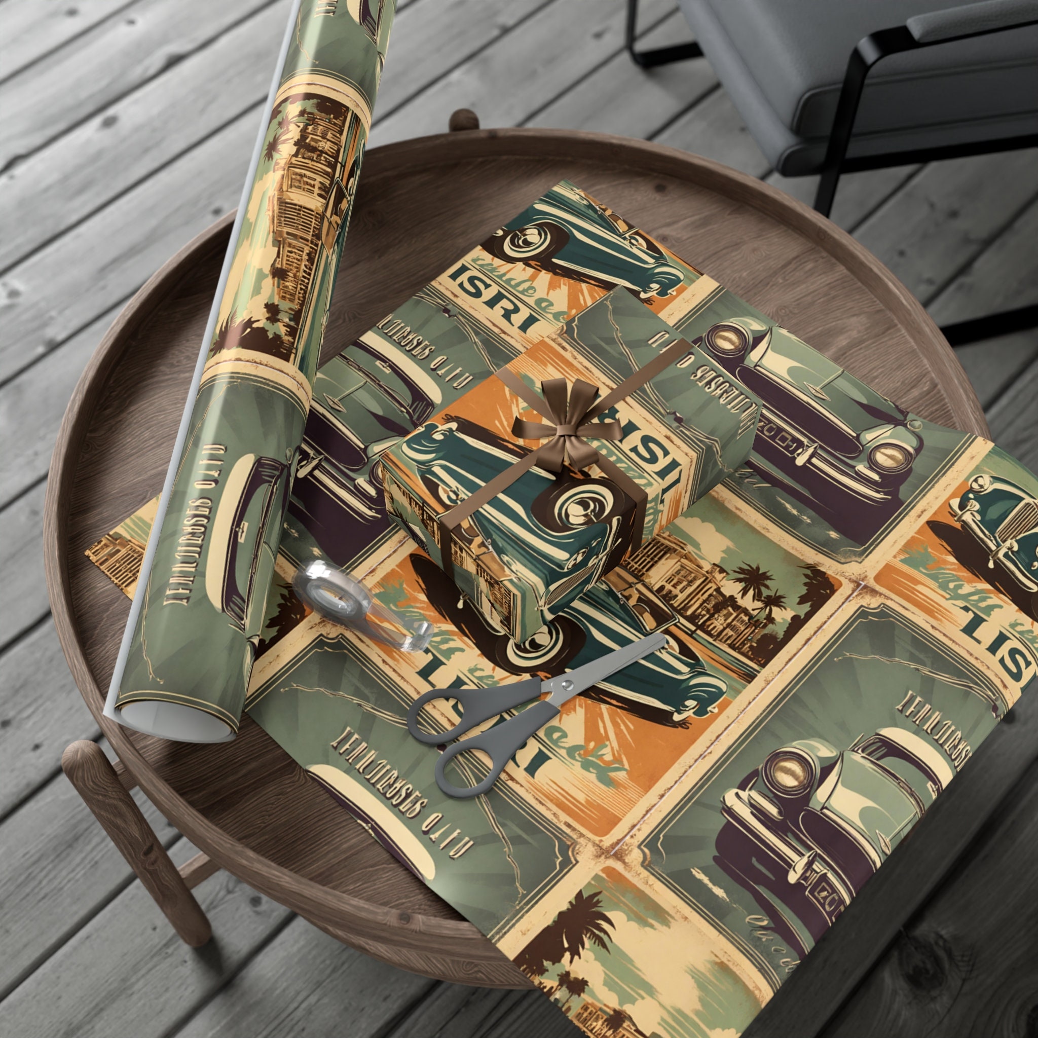 Eco Friendly Gift Wrap Papers in Classic Syle for the Car Enthusiast