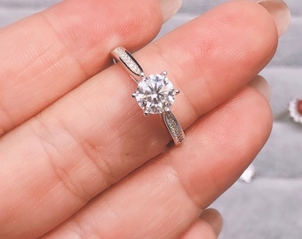 1 Carat Top Grade Moissanite Ring Handmade Wedding Engagement Gift For Her Sterling Silver Rings for Women
