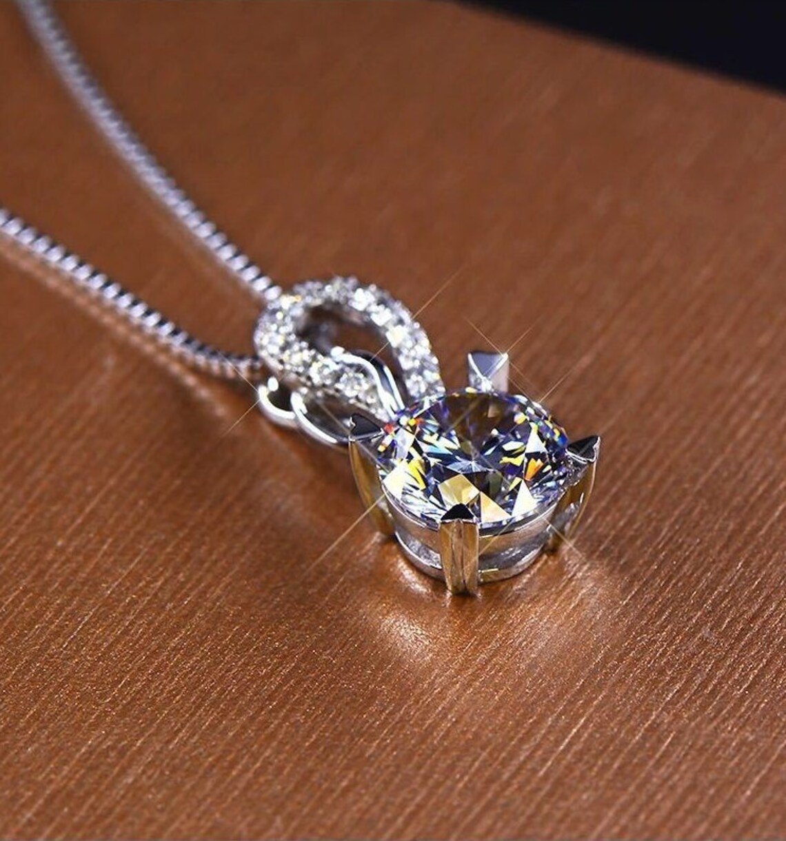 1 Carat Moissanite Rabbit Ears Shape Pendant Necklace