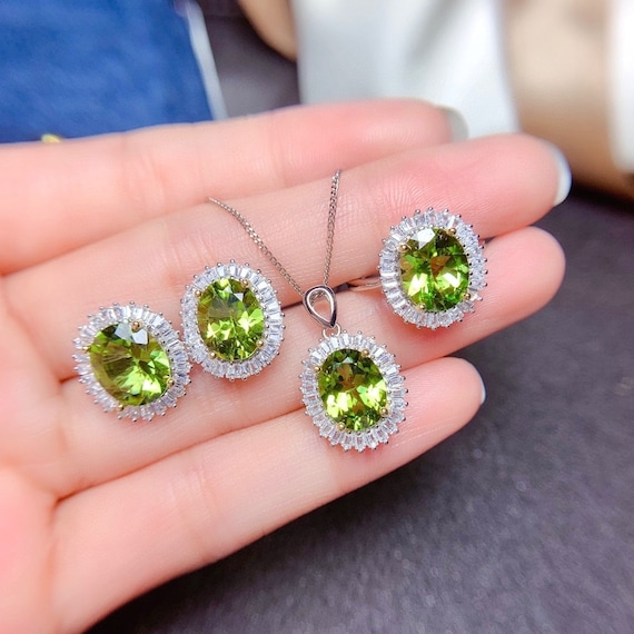Peridot necklace shop and earrings