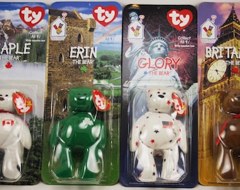 McDonald's International Teenie Beanie Bears - Erin, Glory, Britannia and Maple by TY, Inc.