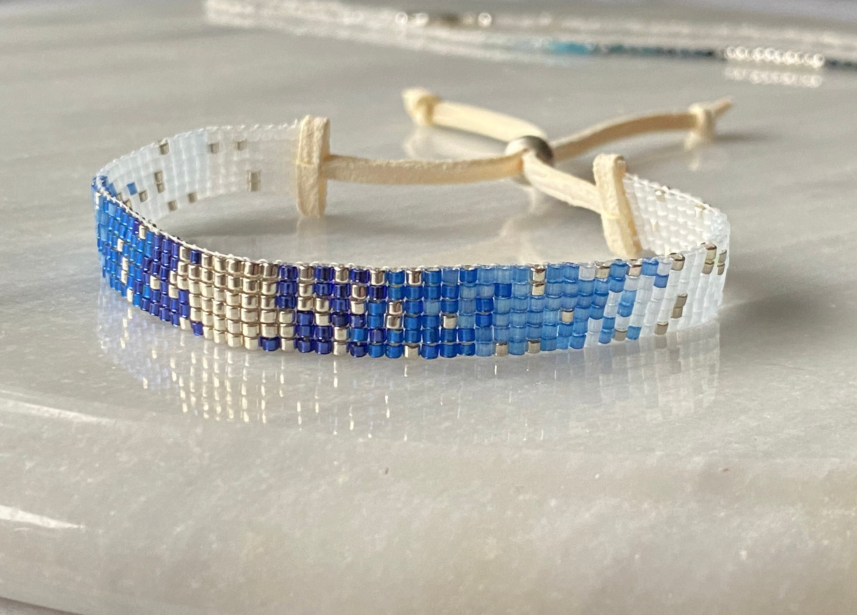 Woven Beaded Bracelet in Blue Cloud Handmade Bracelet Etsy