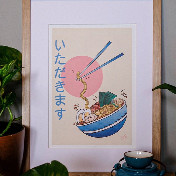 Japanese Ramen Art Print - A5 /A4 / A3 Size, Kitchen Wall Art, Gift for Foodies, Inspired by Japanese Food, Travel Art