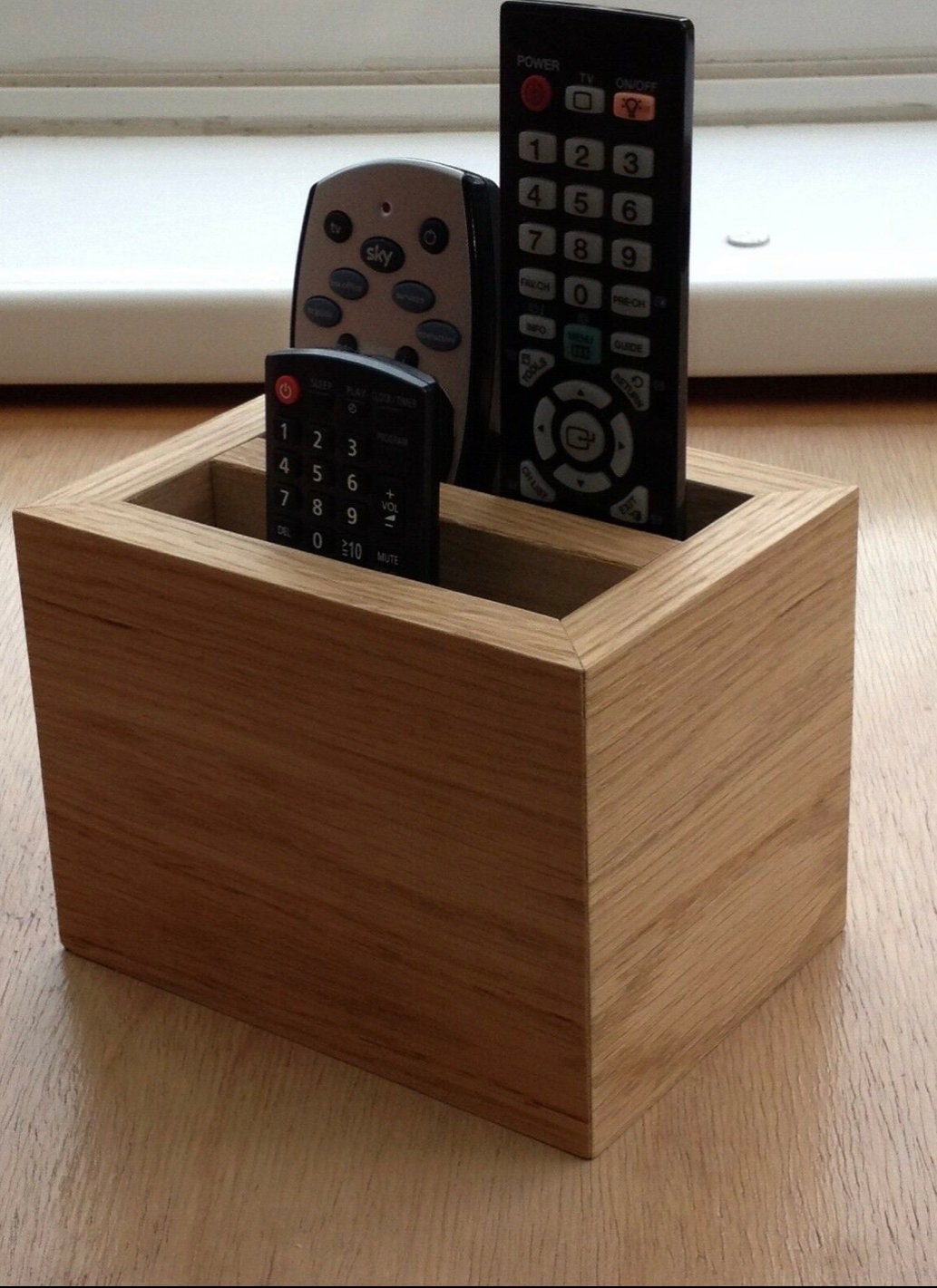 Wooden remote control holder