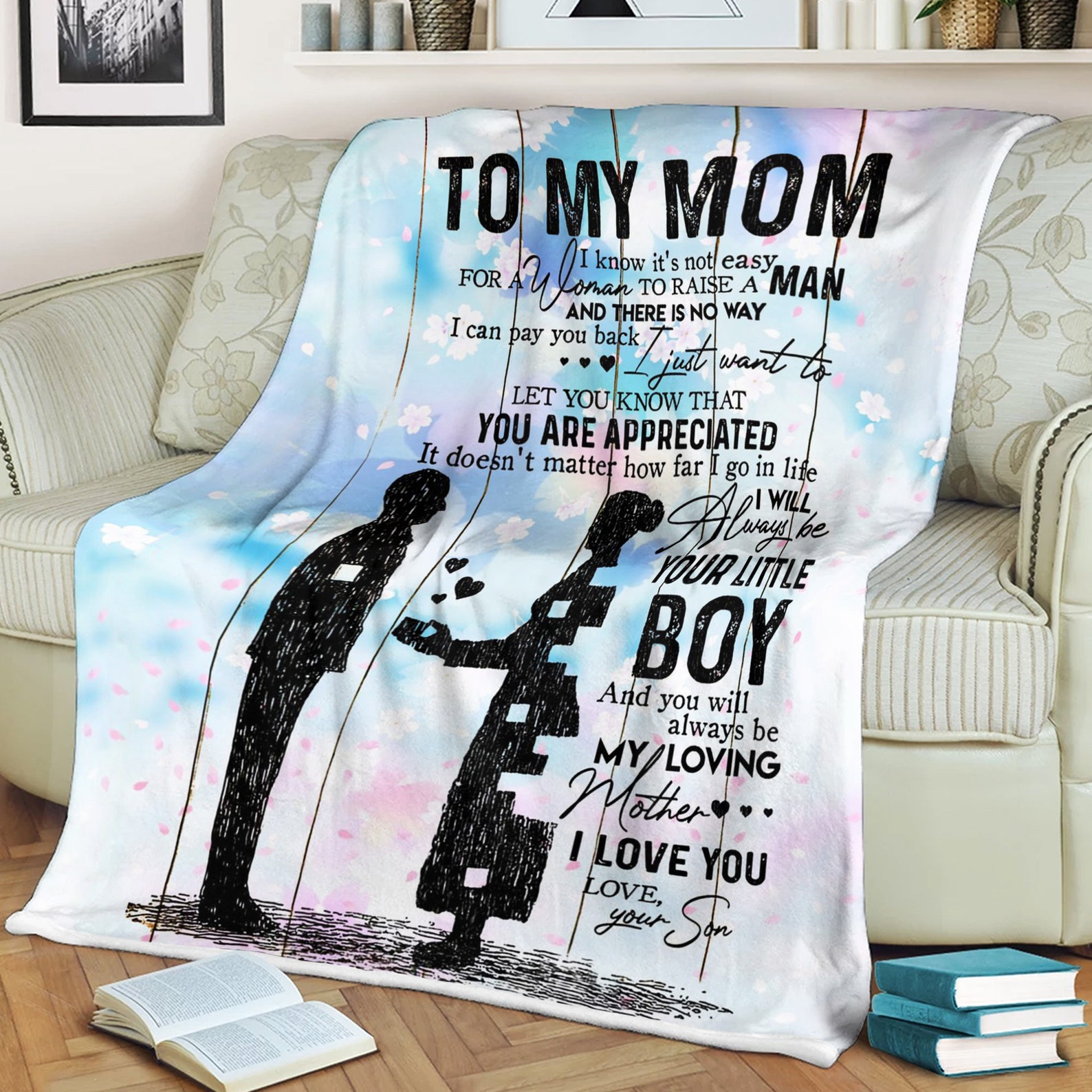 AISENIN Personalized Mothers Day Birthday Gifts For Mom Grandma Custom Photo Blanket Customized Picture Collage Text Blanket Mom Gifts From Daughter