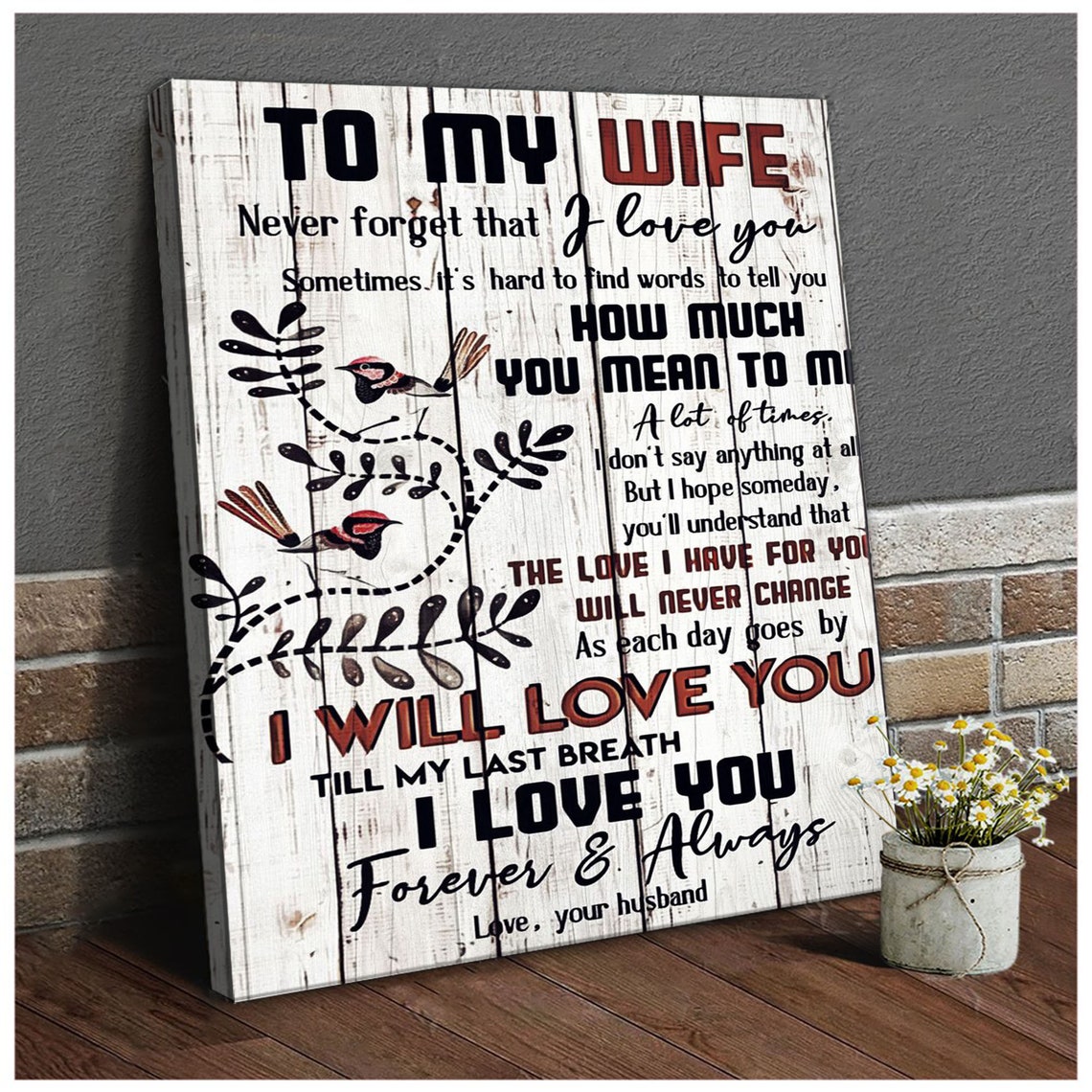Personalized To My Wife Love Letter Print Frame CanvasWife  Etsy
