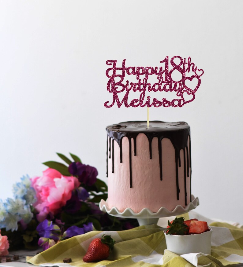 Heart Cake Topper Custom Cake Topper Birthday Cake Topper Birthday Any Number Personalized Glitter Happy Birthday Cake Topper